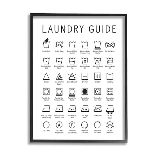 Stupell Industries Minimal Laundry Guide Cleaning Chart Helpful Symbols Framed Wall Art